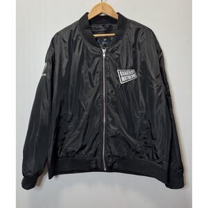 Unbranded Men’s Jacket Bomber Style Black SZ 2X With Flag And Other Patches